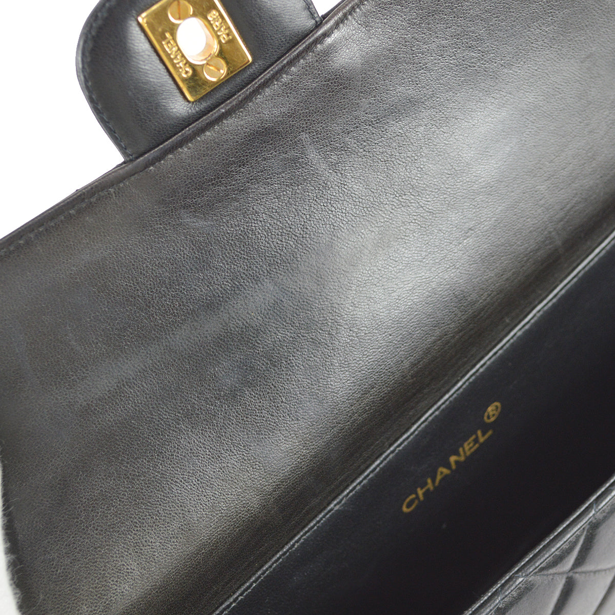 Chanel 1994-1996 Black Lambskin Medium Double Sided Flap Handbag