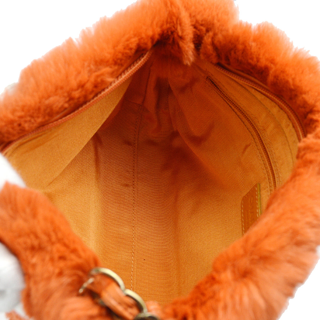 Chanel 2000-2001 Chain Shoulder Bag Orange Fur