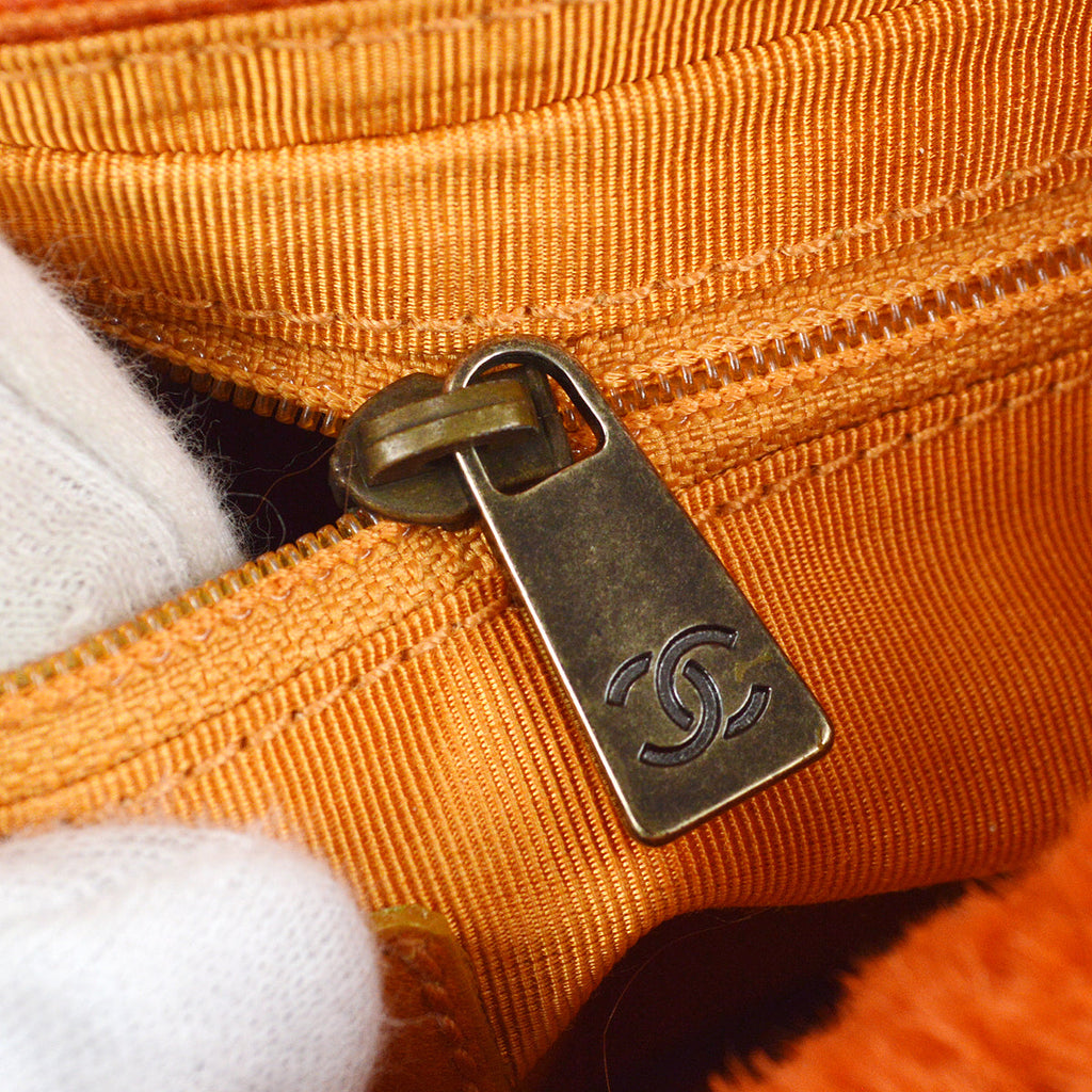 Chanel 2000-2001 Chain Shoulder Bag Orange Fur