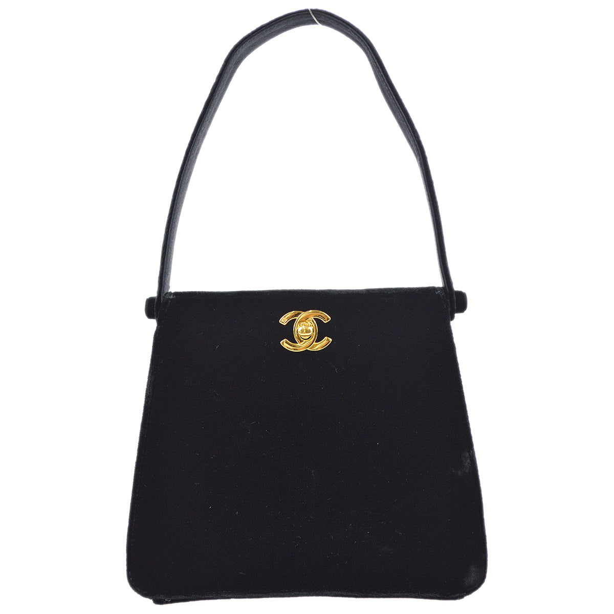 Chanel 1997-1999 Double Sided Turnlock Handbag Black Velvet