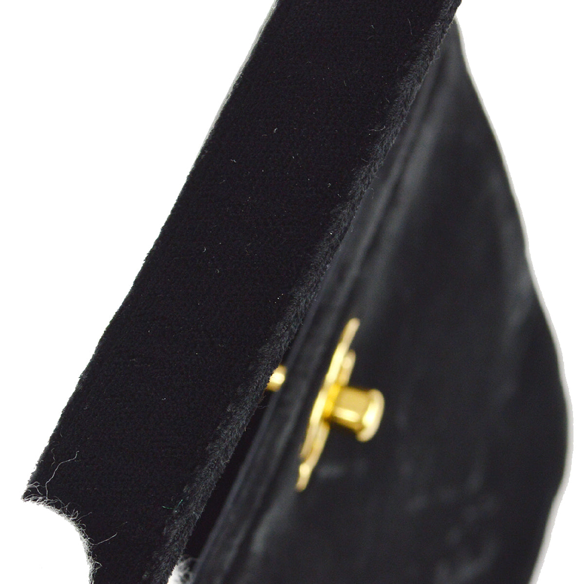 Chanel 1997-1999 Double Sided Turnlock Handbag Black Velvet