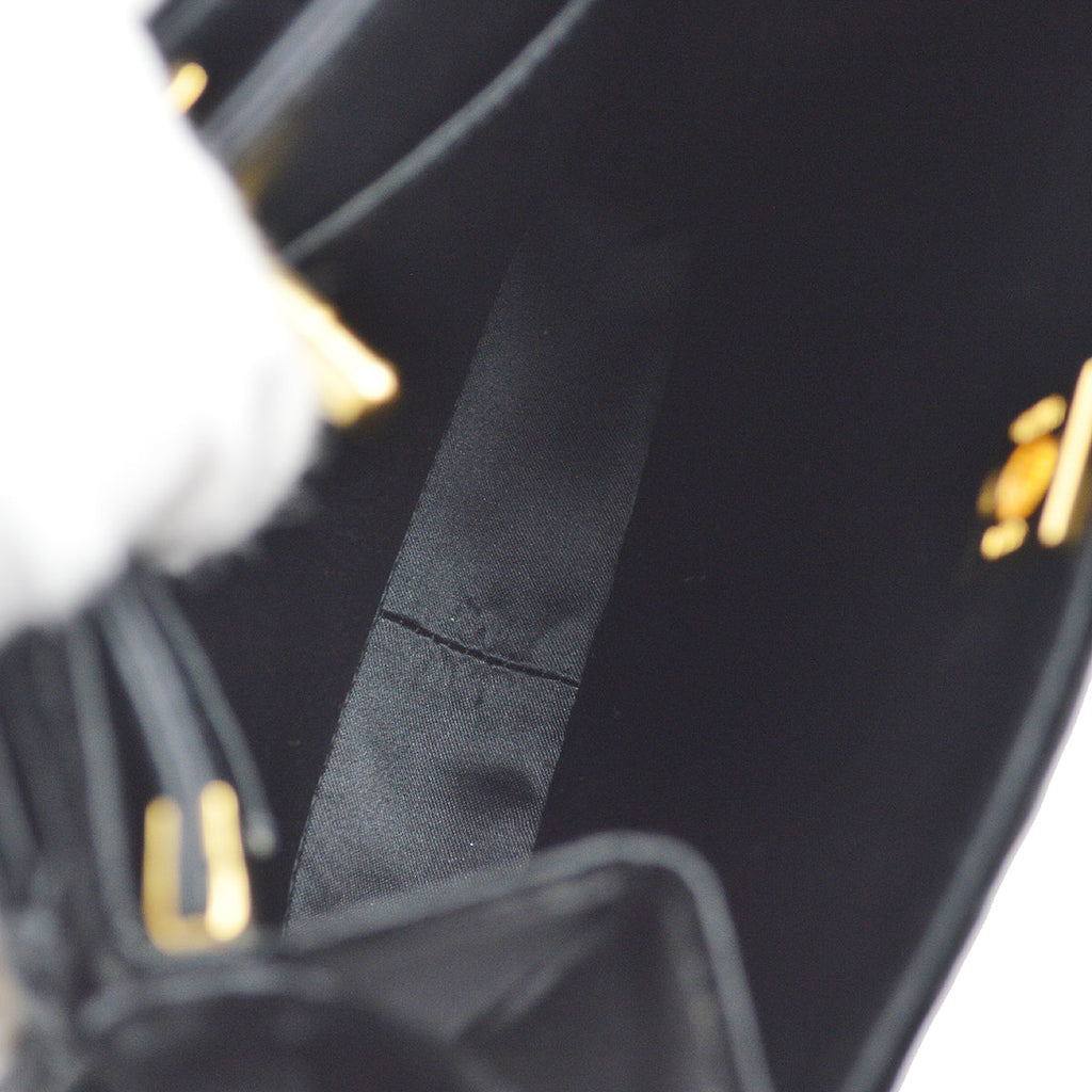 Chanel 1997-1999 Double Sided Turnlock Handbag Black Velvet