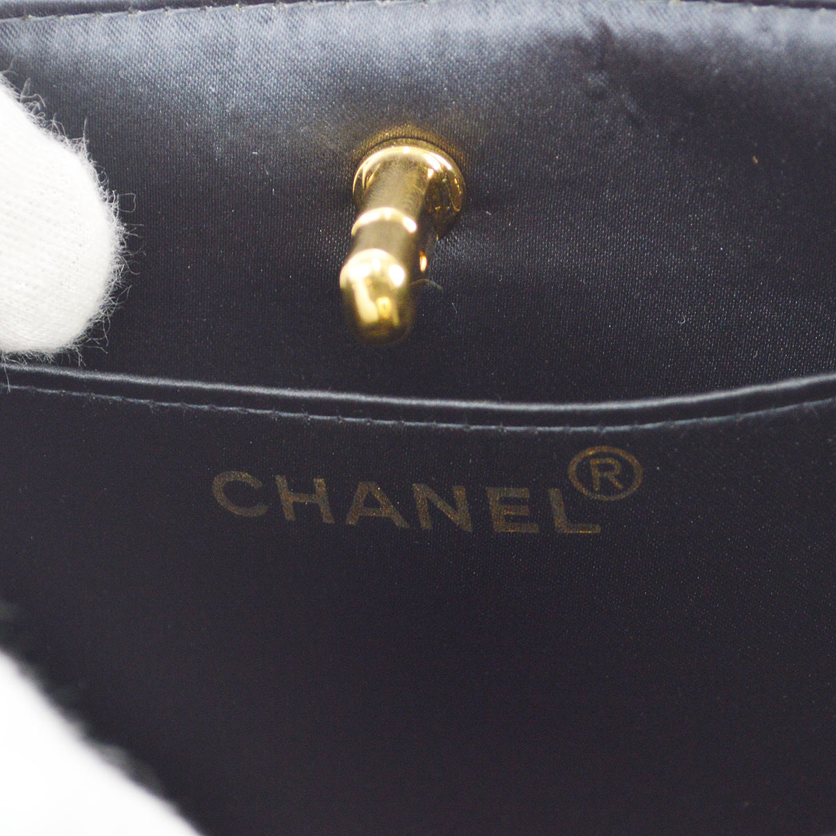 Chanel 1997-1999 Double Sided Turnlock Handbag Black Velvet