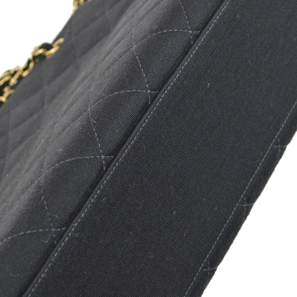 Chanel Double Chain Shoulder Tote Bag Black Canvas