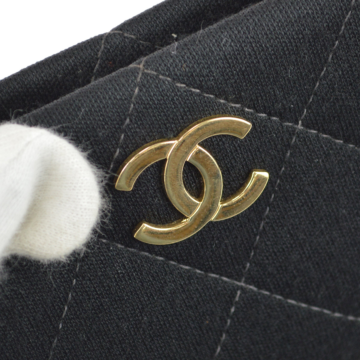 Chanel Double Chain Shoulder Tote Bag Black Canvas