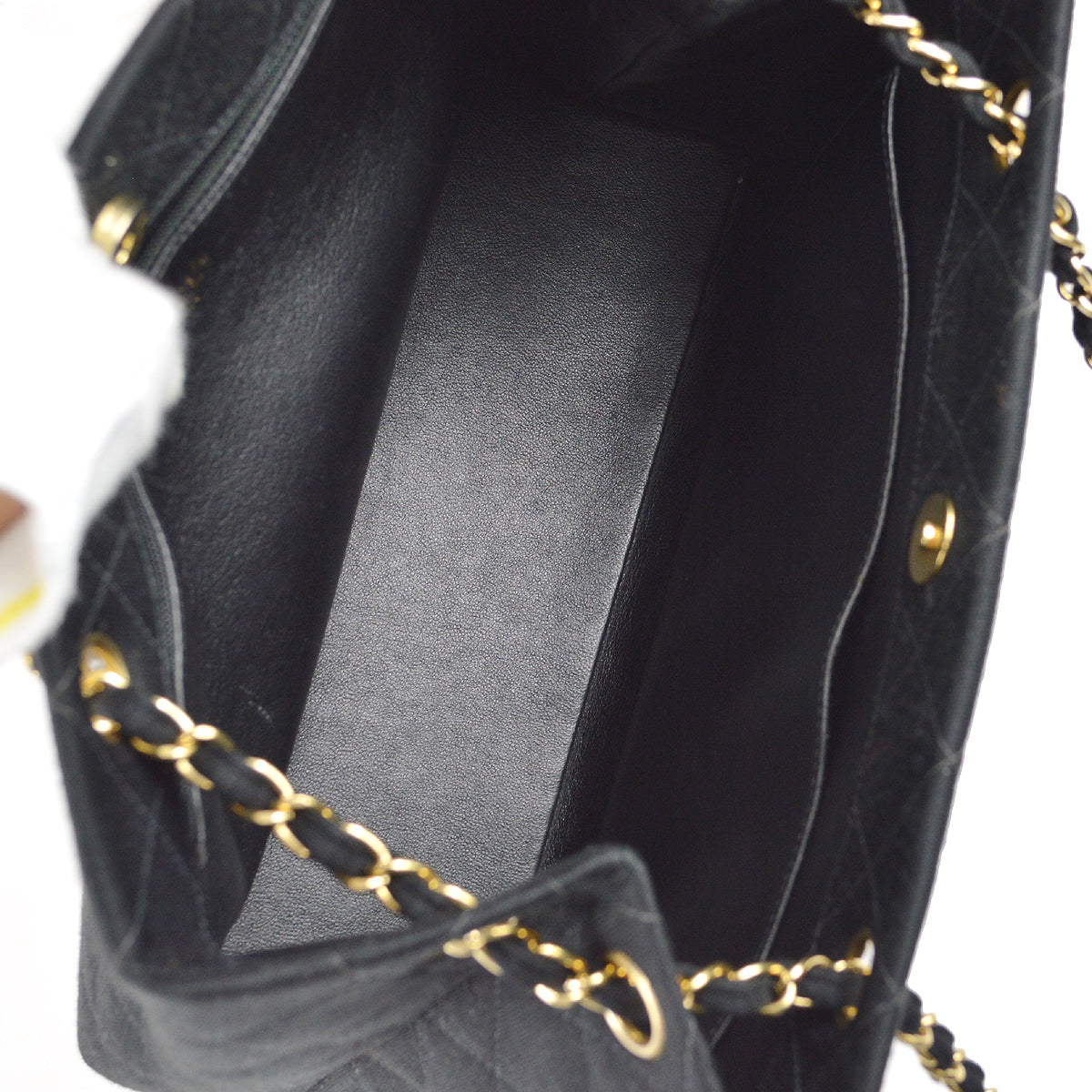 Chanel Double Chain Shoulder Tote Bag Black Canvas