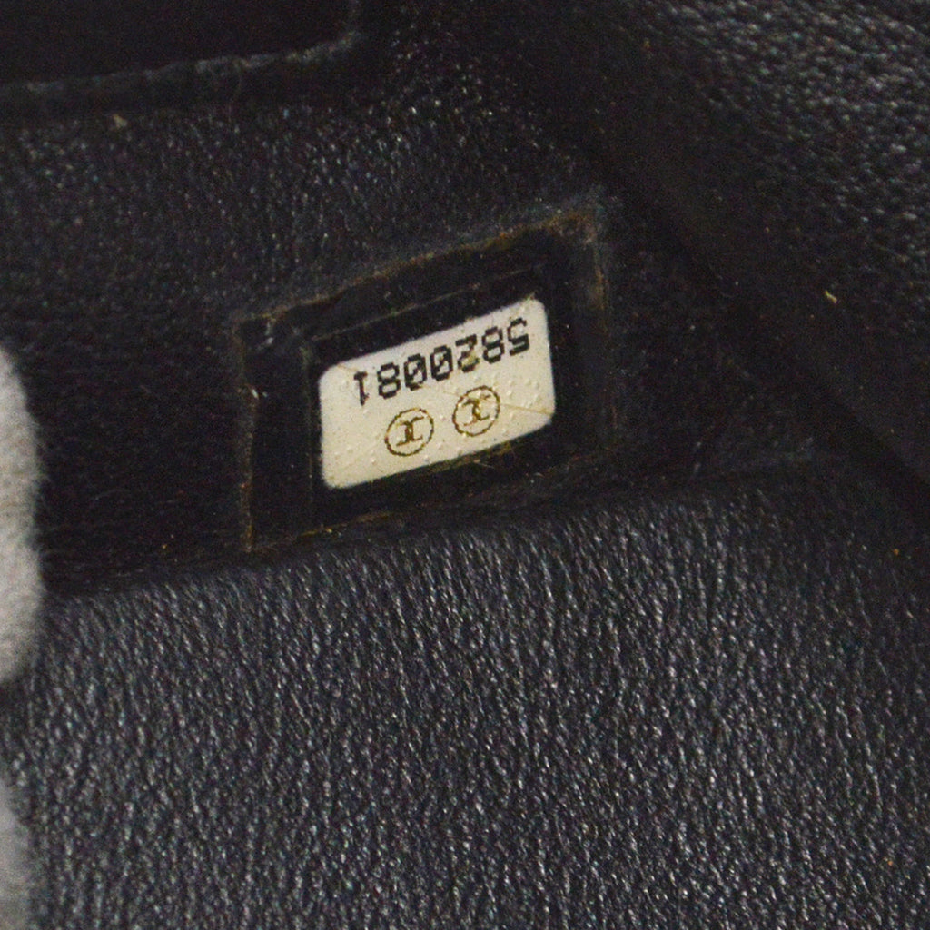 Chanel Double Chain Shoulder Tote Bag Black Canvas