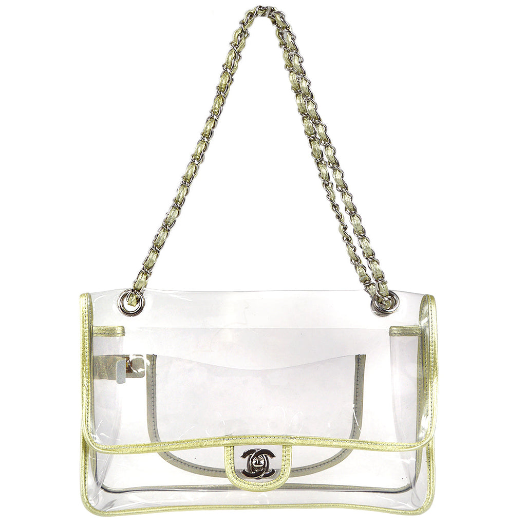 Chanel Double Chain Shoulder Bag Clear Vinyl