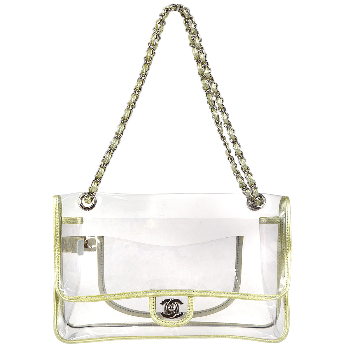 Chanel Double Chain Shoulder Bag Clear Vinyl