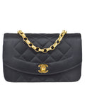 Chanel 1989-1991 Diana Flap Bag Mini Black Satin