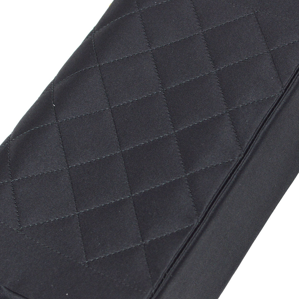 Chanel 1989-1991 Diana Flap Bag Mini Black Satin
