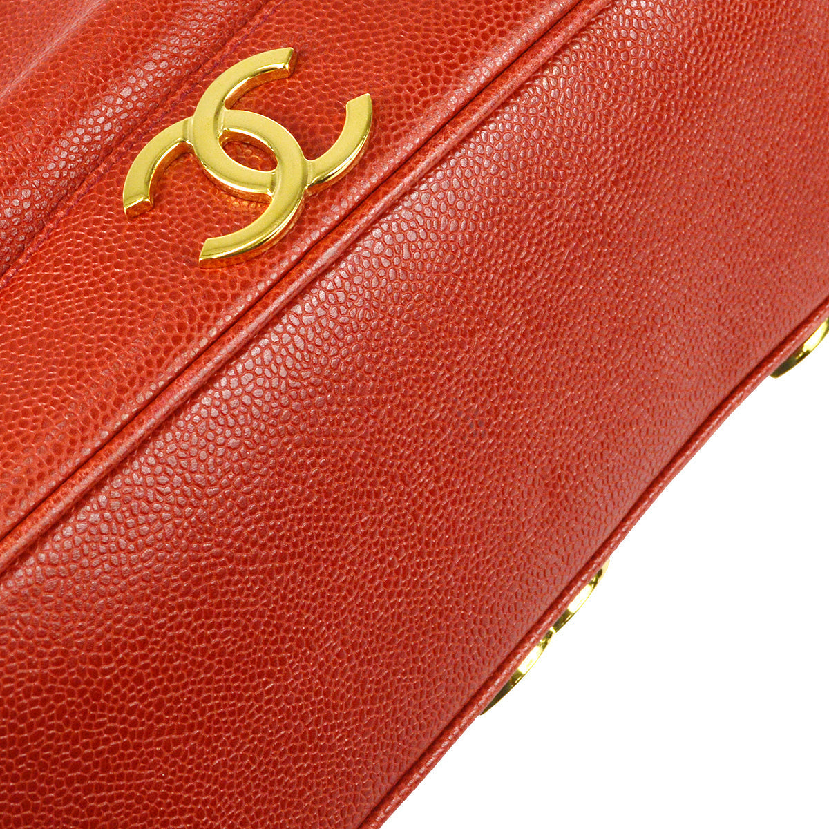 Chanel Triple CC Drawstring Chain Shoulder Bag Red Caviar