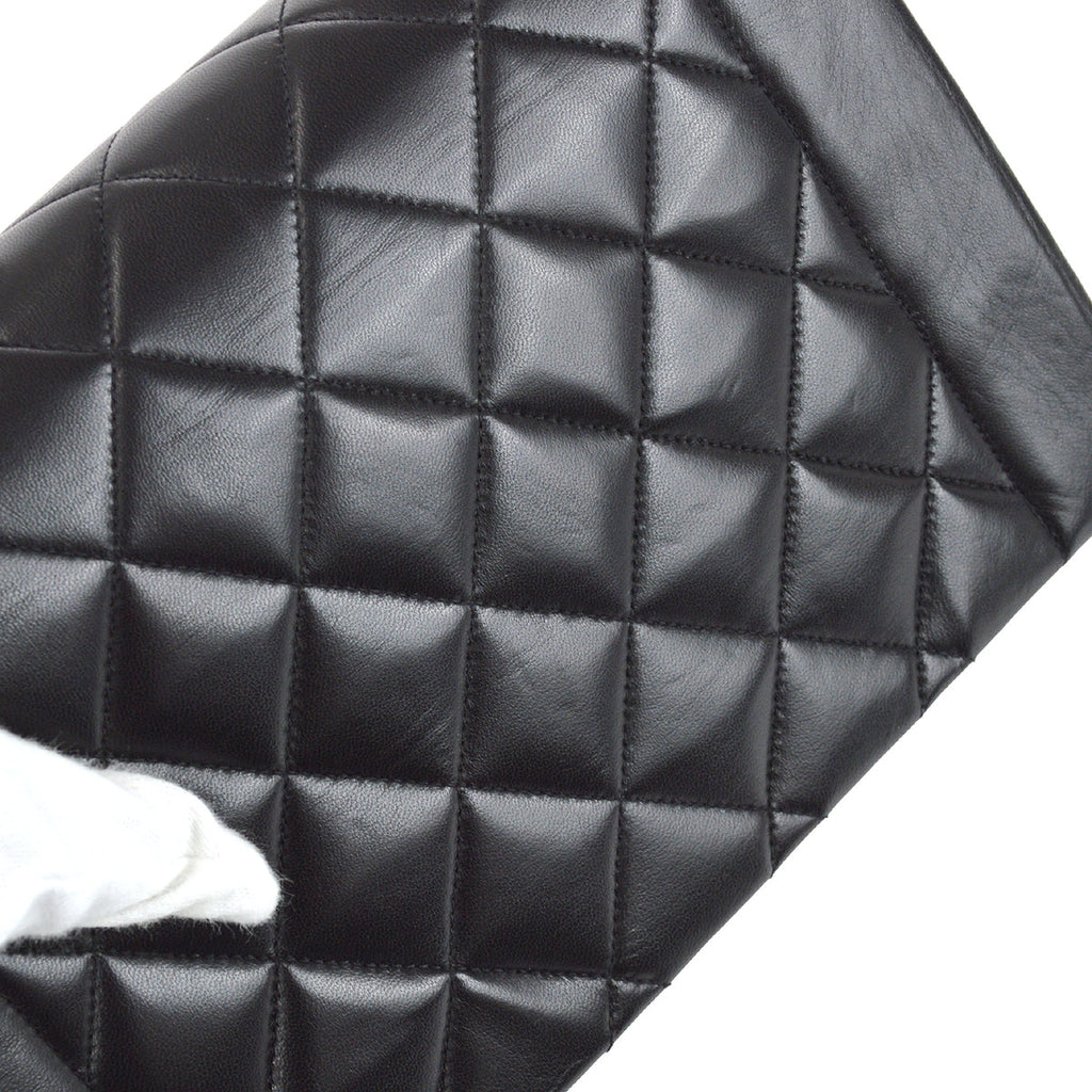 Chanel 1991-1994 Small Diana Chain Shoulder Bag Black Lambskin
