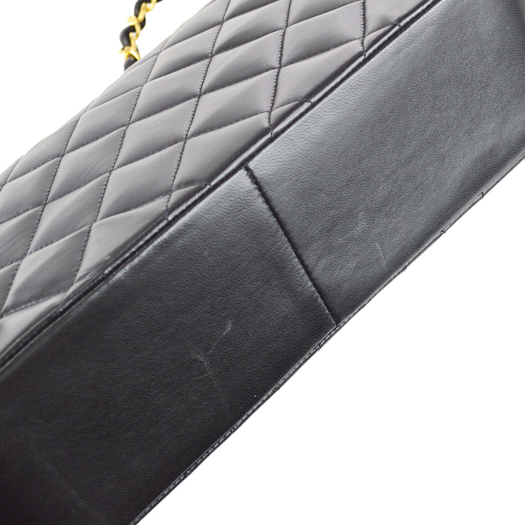 Chanel 1991-1994 Small Diana Chain Shoulder Bag Black Lambskin