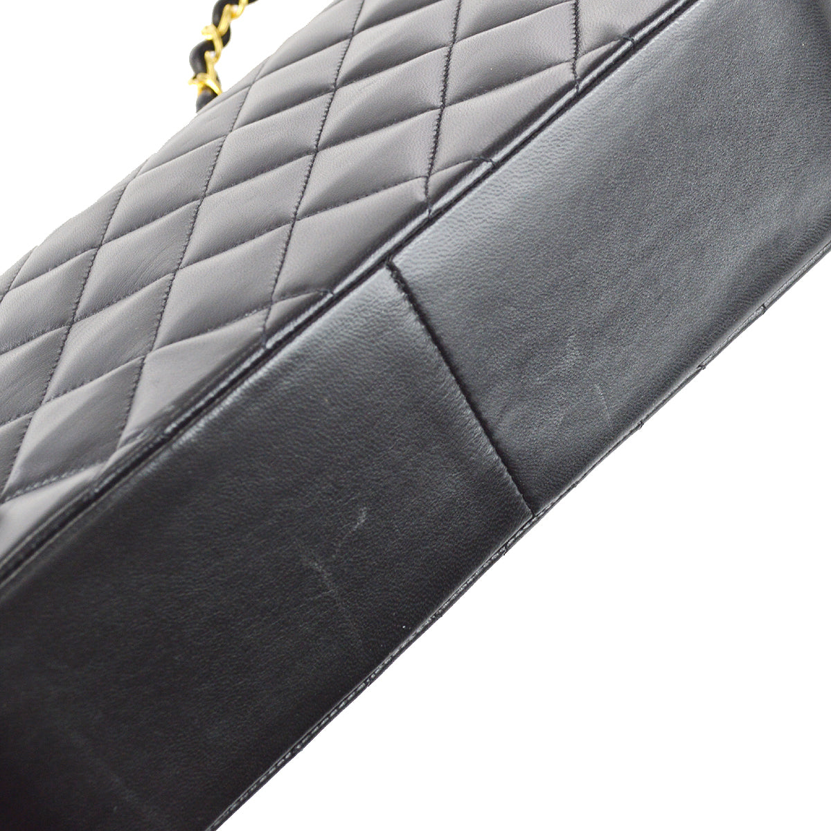 Chanel 1991-1994 Small Diana Chain Shoulder Bag Black Lambskin