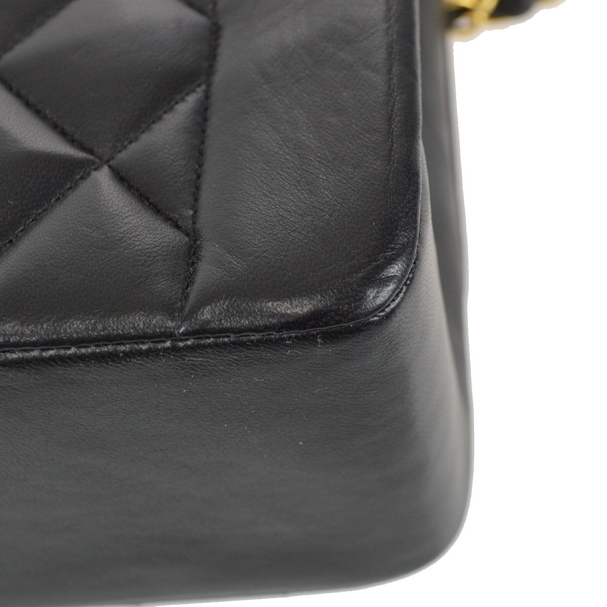 Chanel 1991-1994 Small Diana Chain Shoulder Bag Black Lambskin