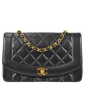 Chanel 1991-1994 Black Lambskin Medium Diana Flap Bag