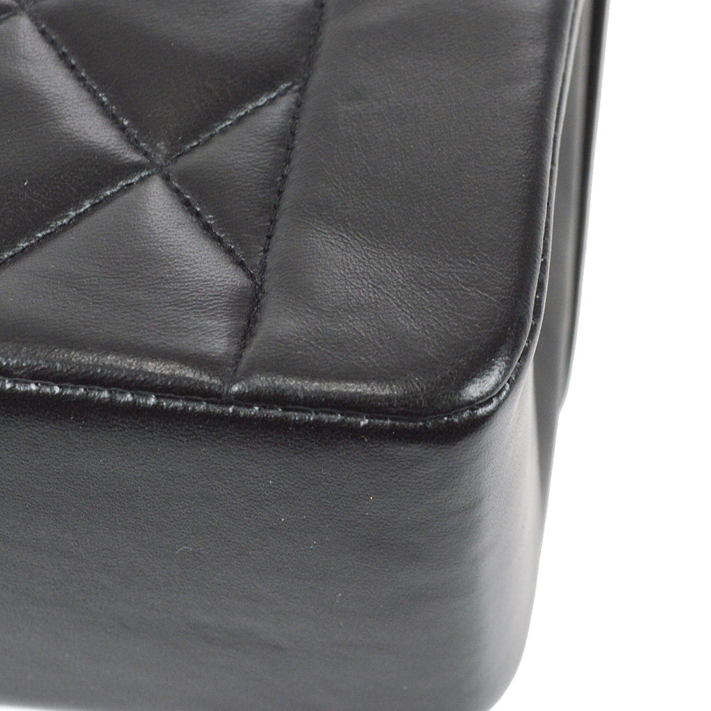Chanel 1991-1994 Black Lambskin Medium Diana Flap Bag