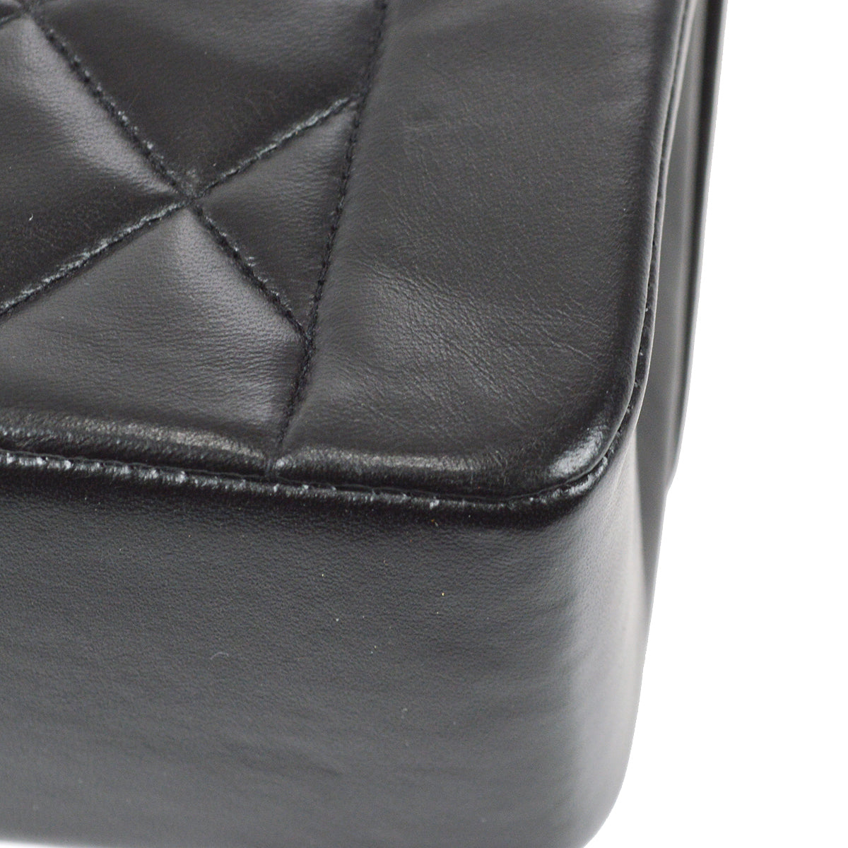Chanel 1991-1994 Black Lambskin Medium Diana Flap Bag