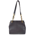 Chanel Triple CC Chain Shoulder Tote Bag Black Caviar