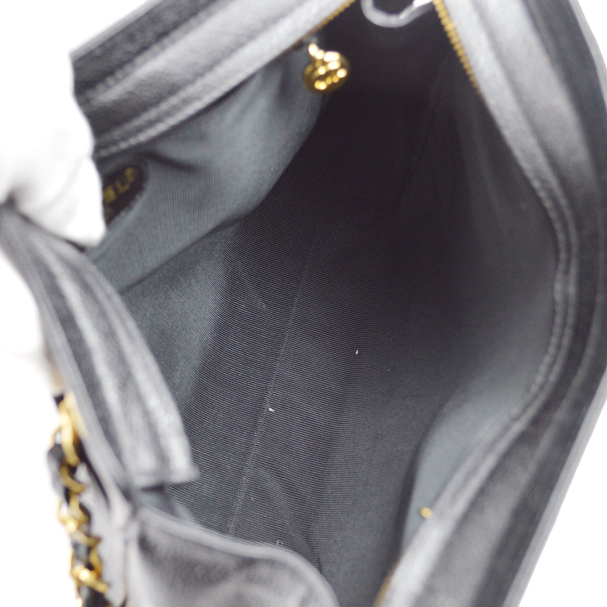 Chanel Triple CC Chain Shoulder Tote Bag Black Caviar