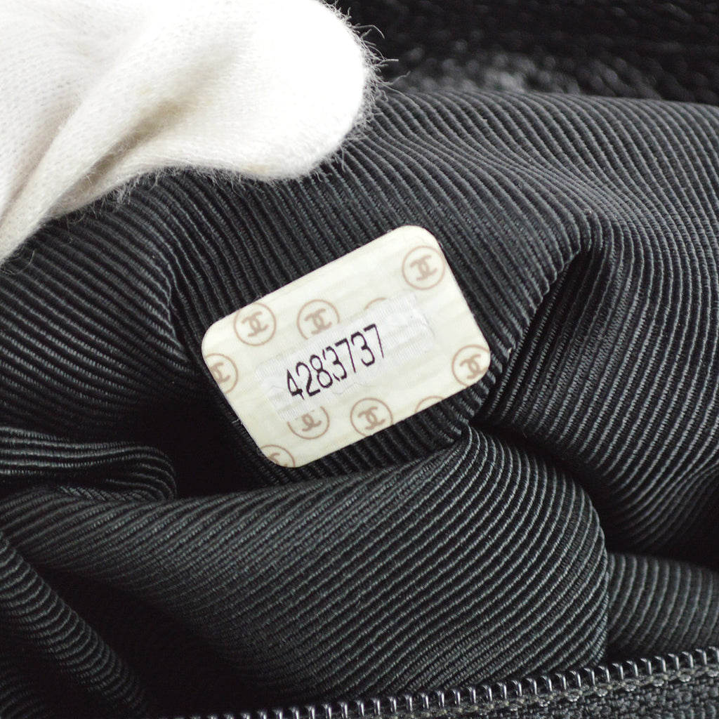 Chanel Triple CC Chain Shoulder Tote Bag Black Caviar