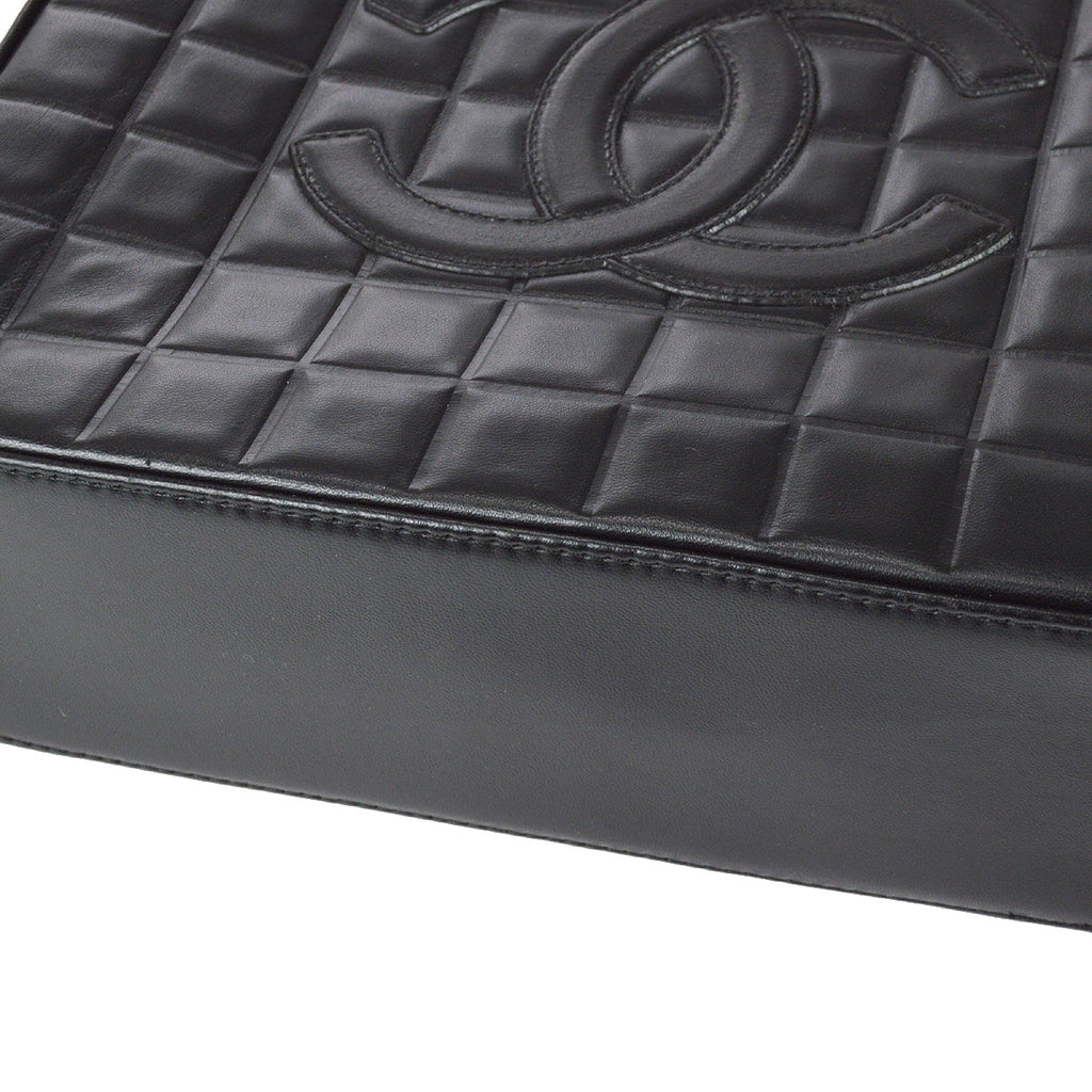 Chanel Choco Bar Tote Handbag Black Lambskin