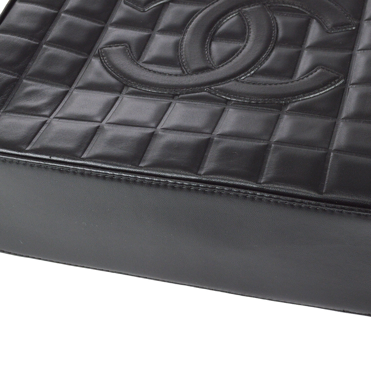 Chanel Choco Bar Tote Handbag Black Lambskin
