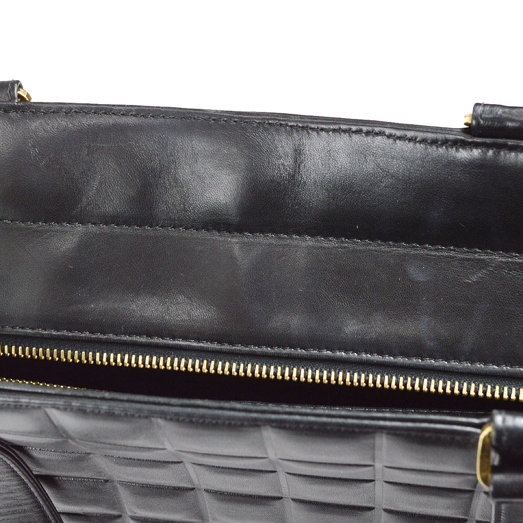 Chanel Choco Bar Tote Handbag Black Lambskin