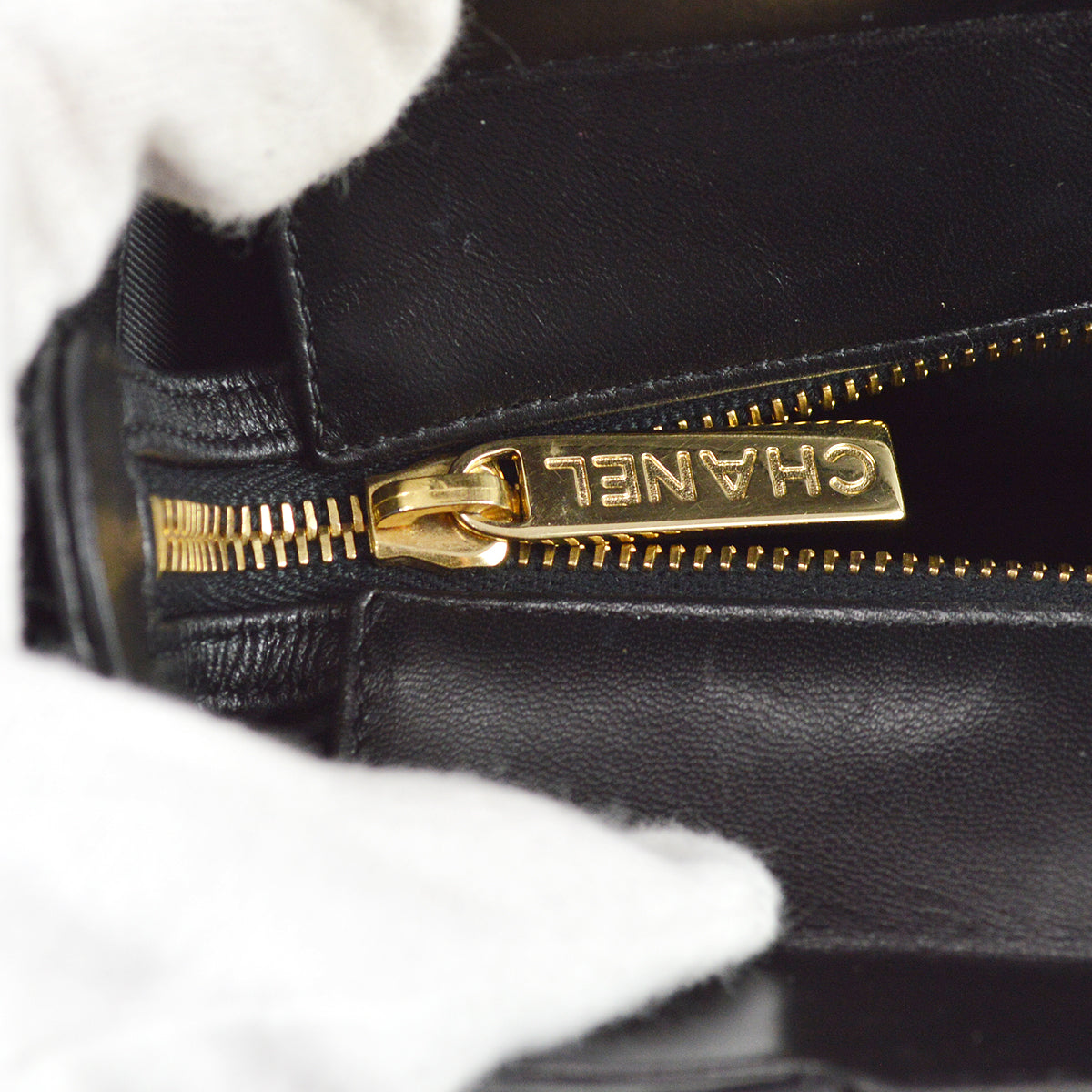 Chanel Choco Bar Tote Handbag Black Lambskin