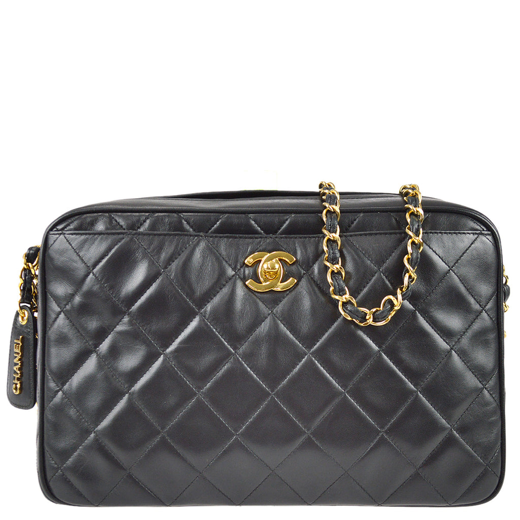 Chanel 1994-1996 Pocket Camera Bag Large Black Lambskin