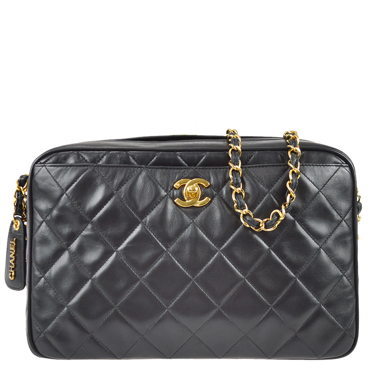 Chanel 1994-1996 Pocket Camera Bag Large Black Lambskin