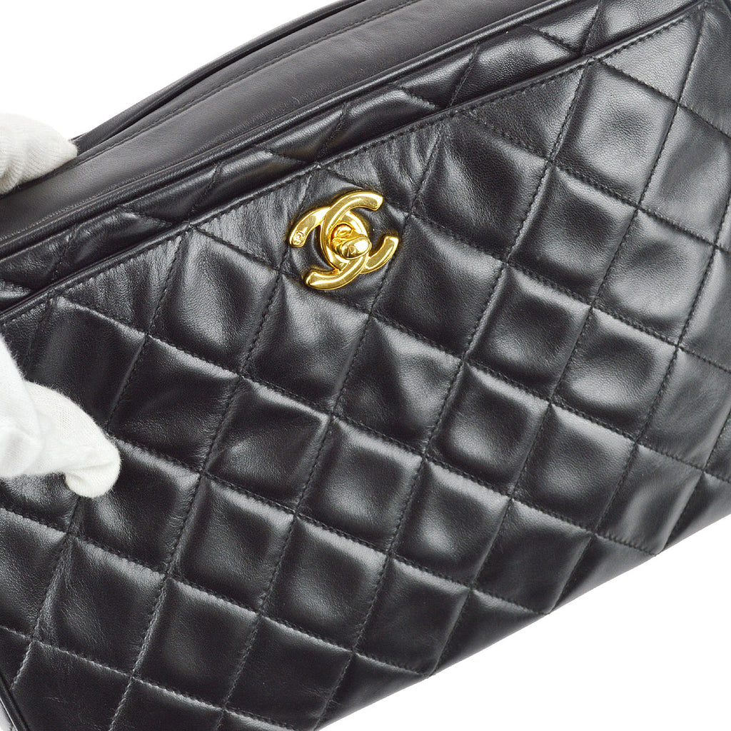 Chanel 1994-1996 Pocket Camera Bag Large Black Lambskin