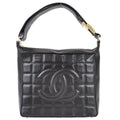 Chanel 2003-2004 Choco Bar Shoulder Bag Black Lambskin