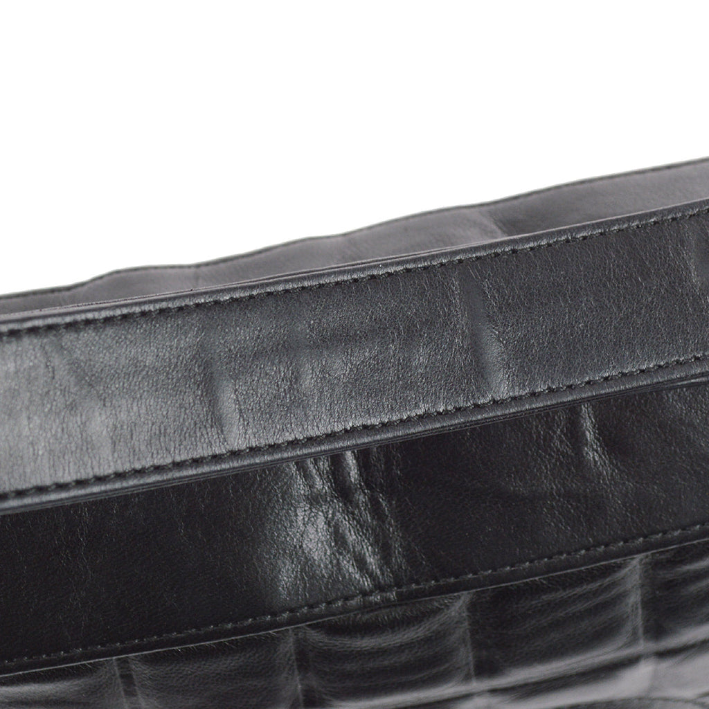 Chanel 2003-2004 Choco Bar Shoulder Bag Black Lambskin