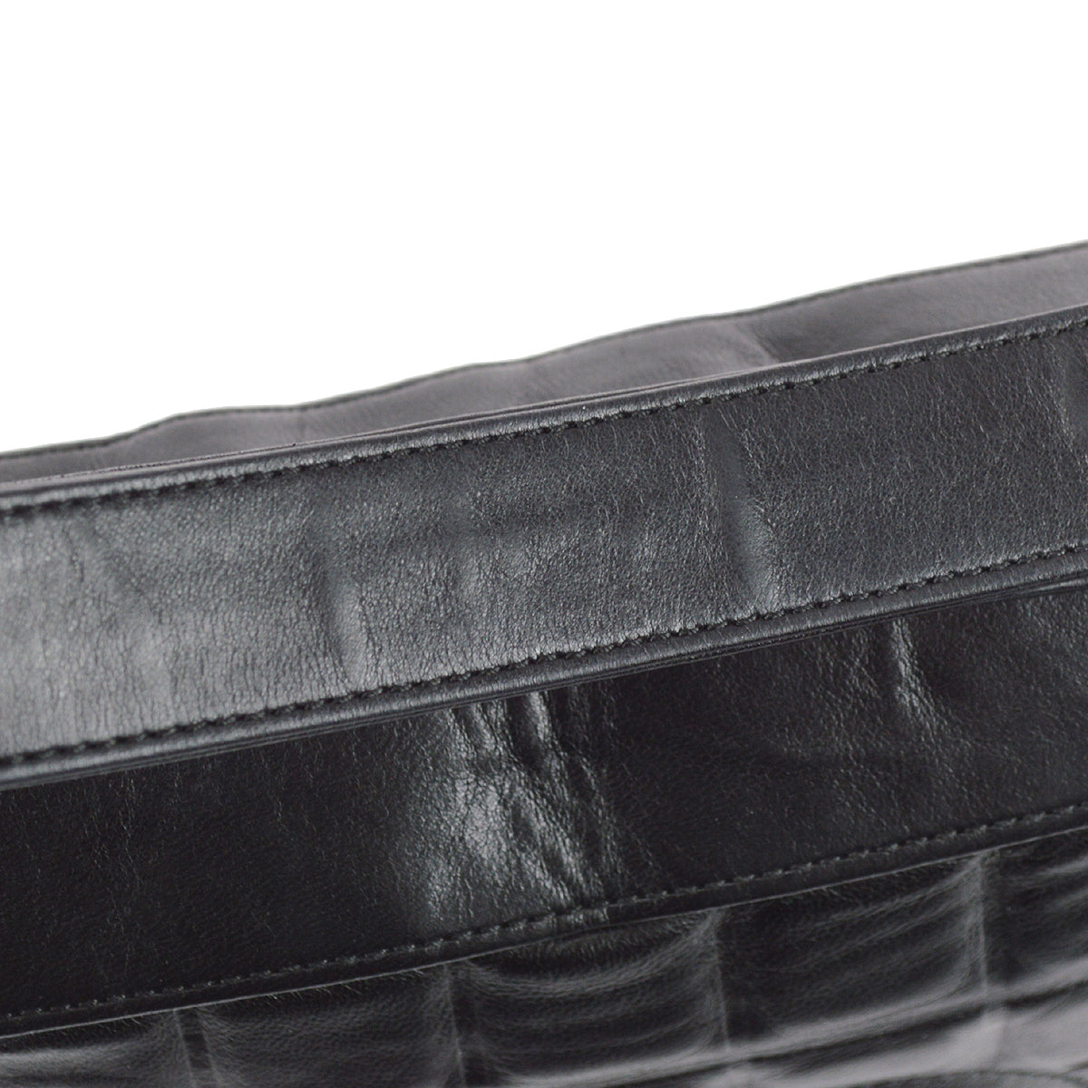 Chanel 2003-2004 Choco Bar Shoulder Bag Black Lambskin