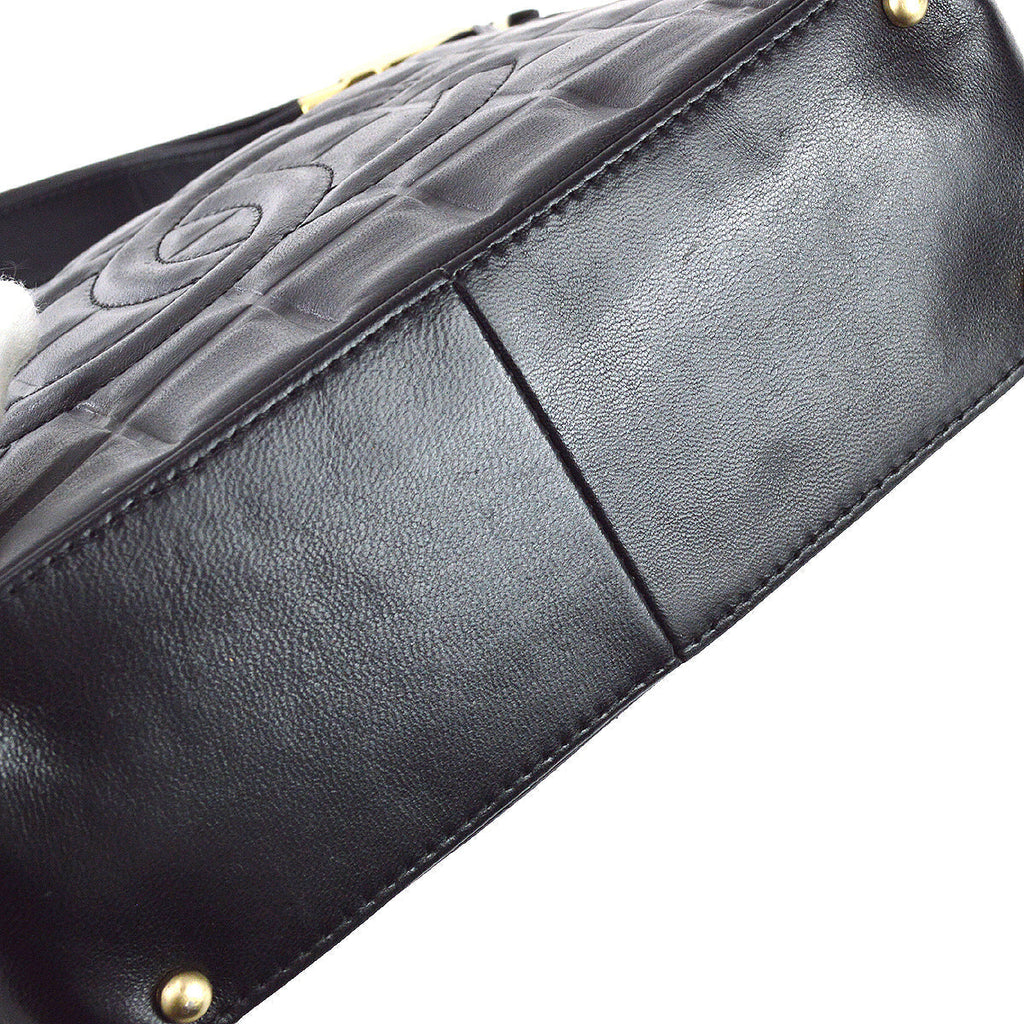 Chanel 2003-2004 Choco Bar Shoulder Bag Black Lambskin