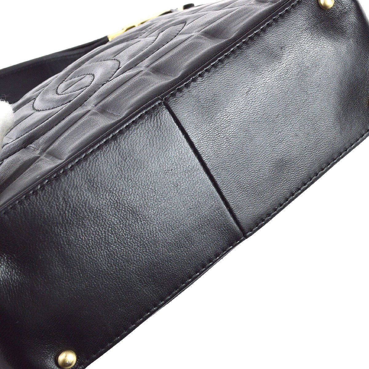 Chanel 2003-2004 Choco Bar Shoulder Bag Black Lambskin