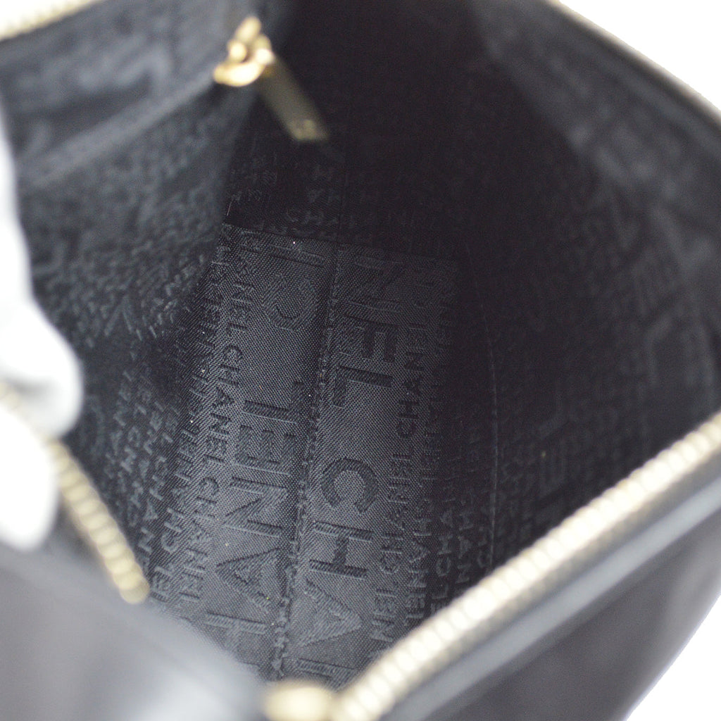 Chanel 2003-2004 Choco Bar Shoulder Bag Black Lambskin