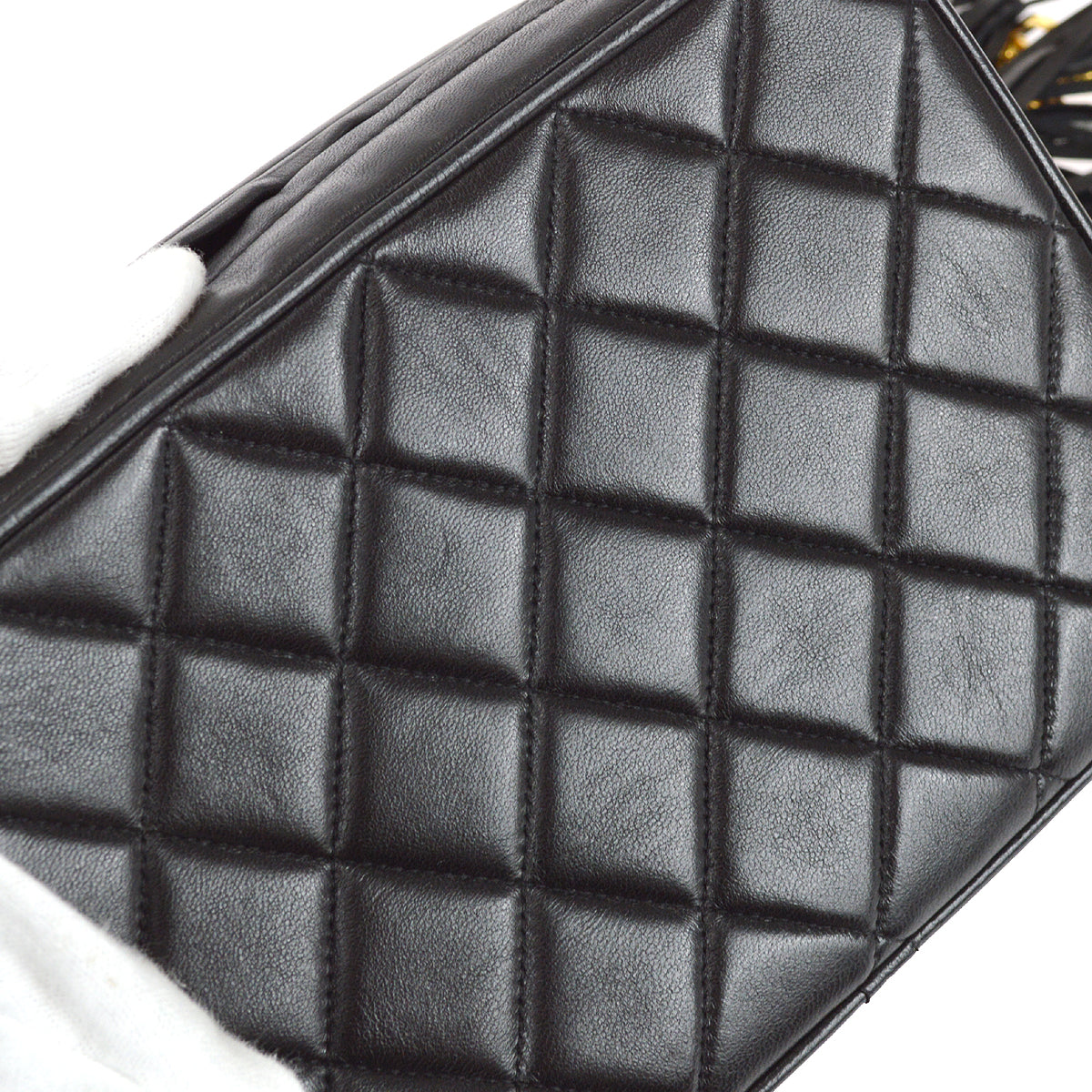 Chanel 1991-1994 Pocket Camera Bag Mini Black Lambskin