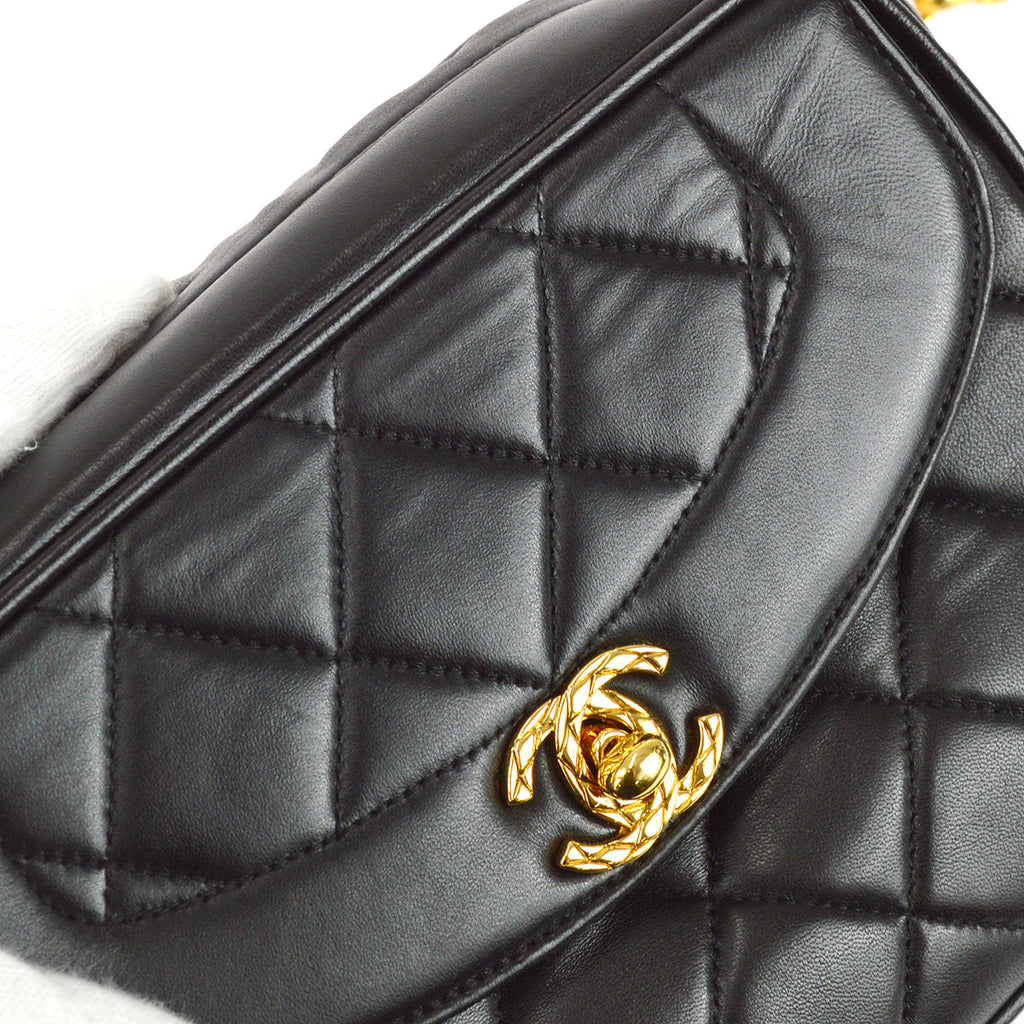 Chanel 1991-1994 Pocket Camera Bag Mini Black Lambskin