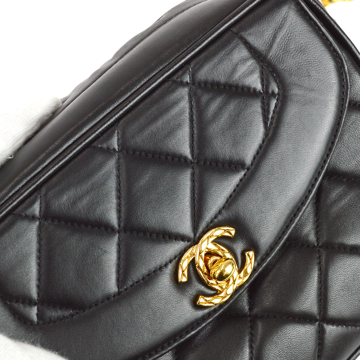 Chanel 1991-1994 Pocket Camera Bag Mini Black Lambskin