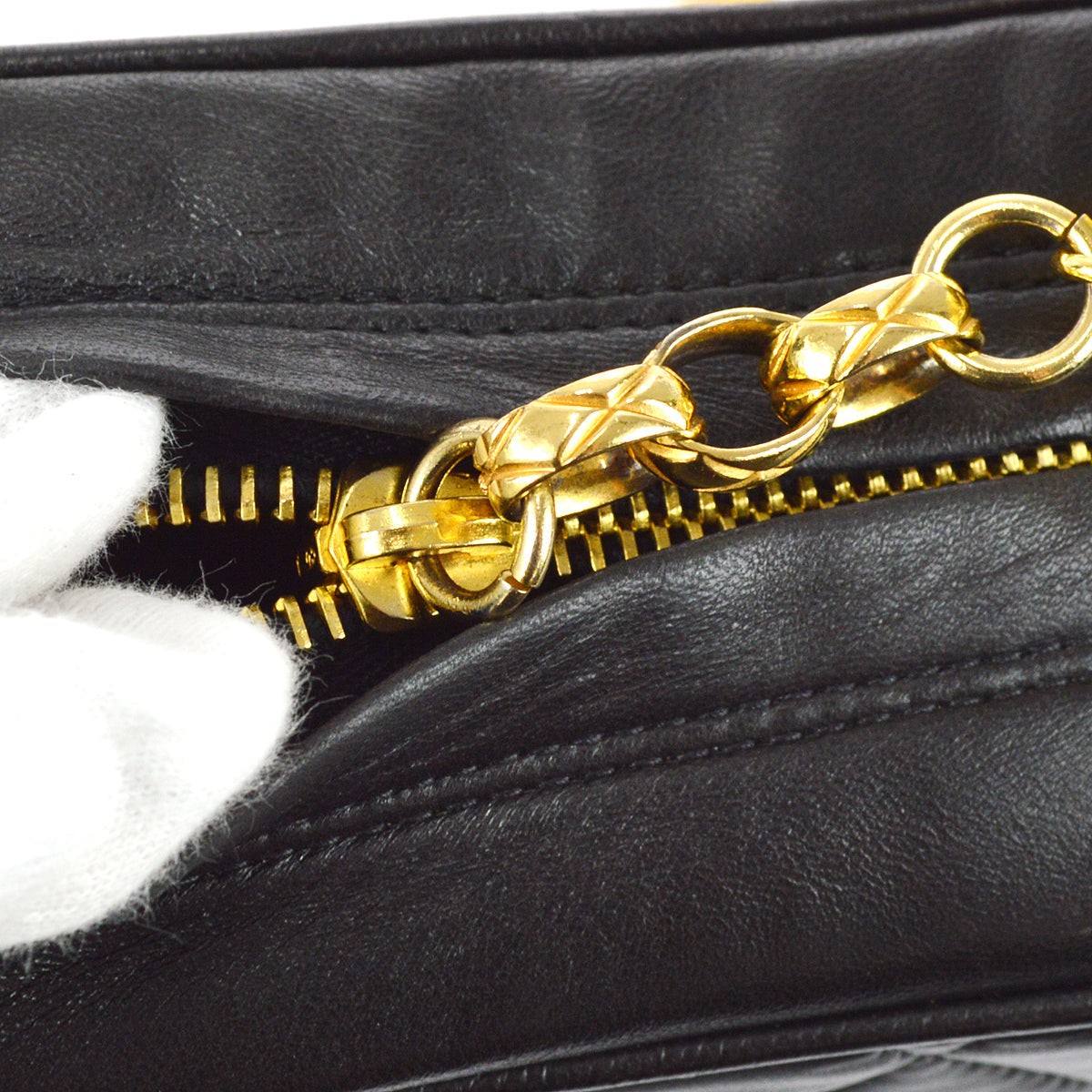 Chanel 1991-1994 Pocket Camera Bag Mini Black Lambskin