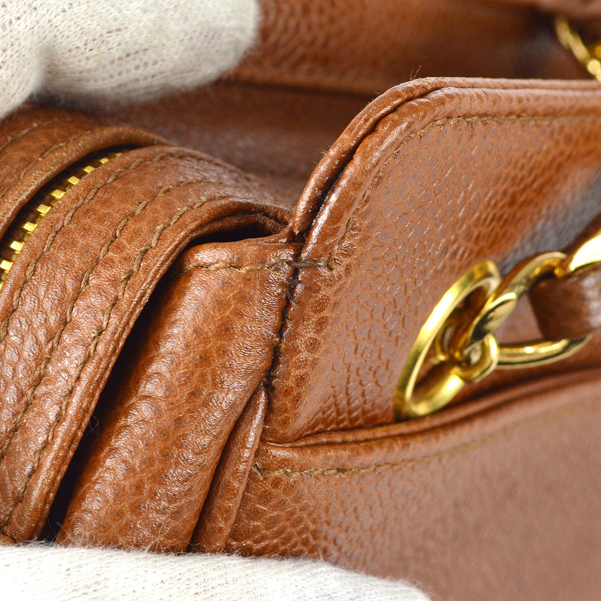 Chanel 1996-1997 Tote Bag 25 Brown Caviar
