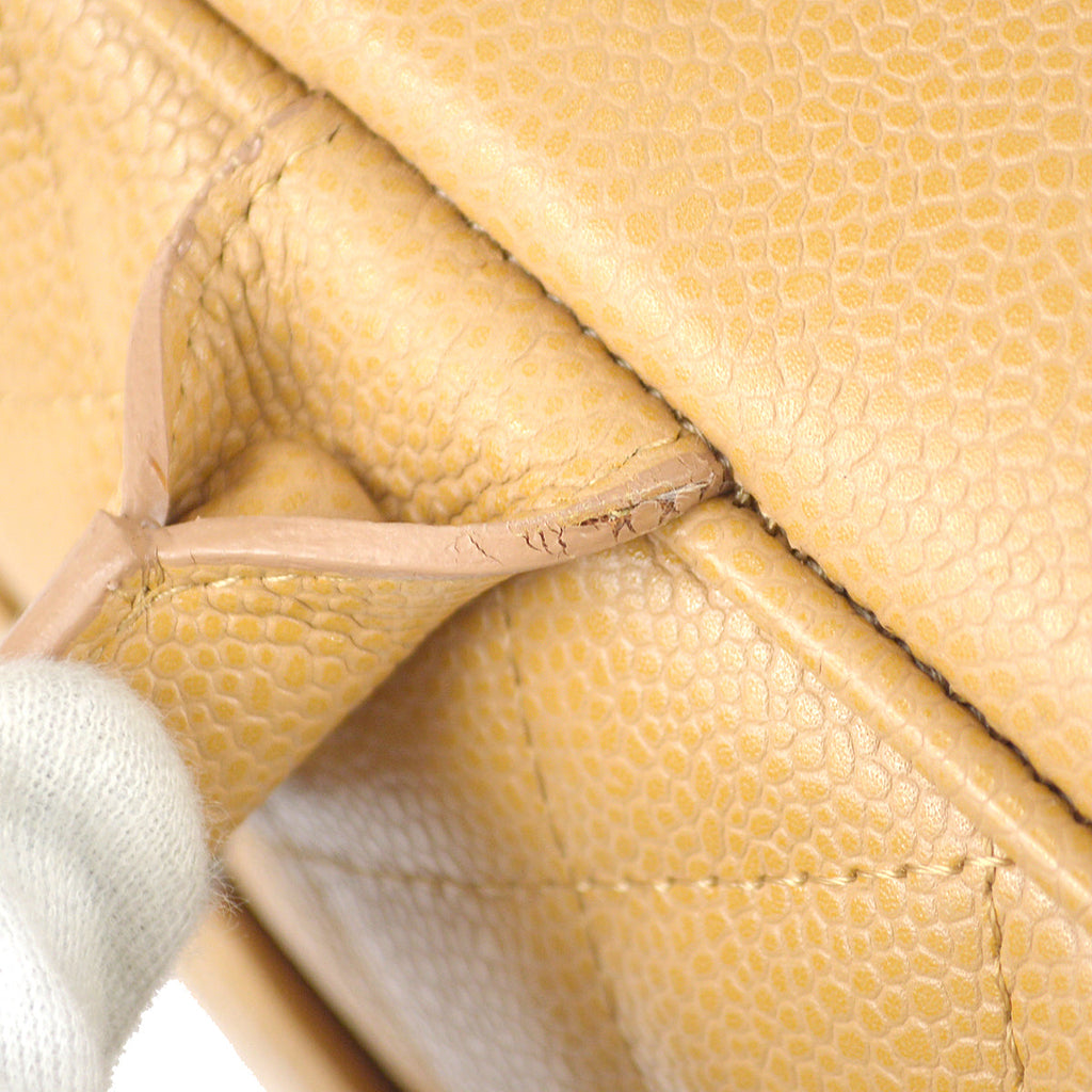 Chanel 2003-2004 Bowling Bag 37 Beige Caviar