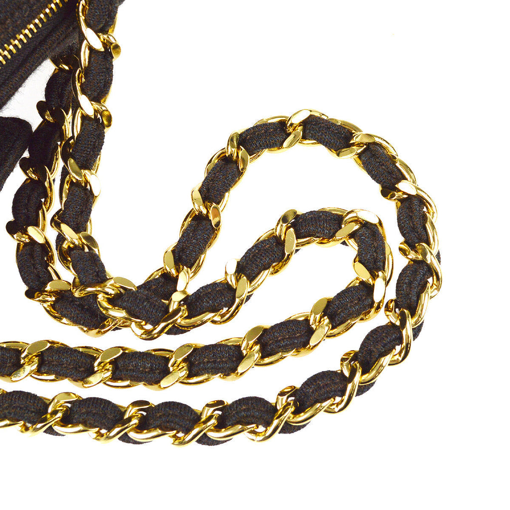 Chanel V Stitch Chain Handbag Dark Brown Cotton