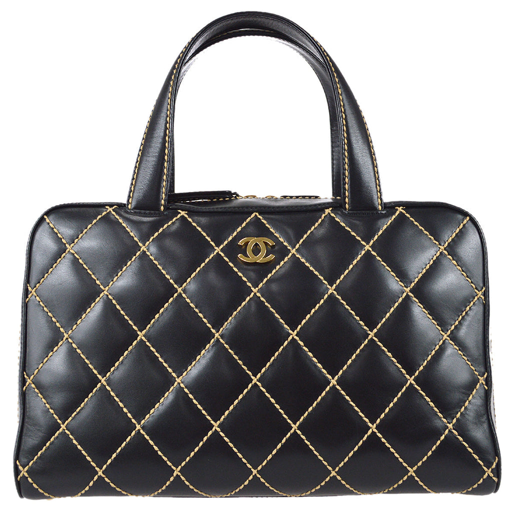 Chanel Wild Stitch Handbag Black Calfskin