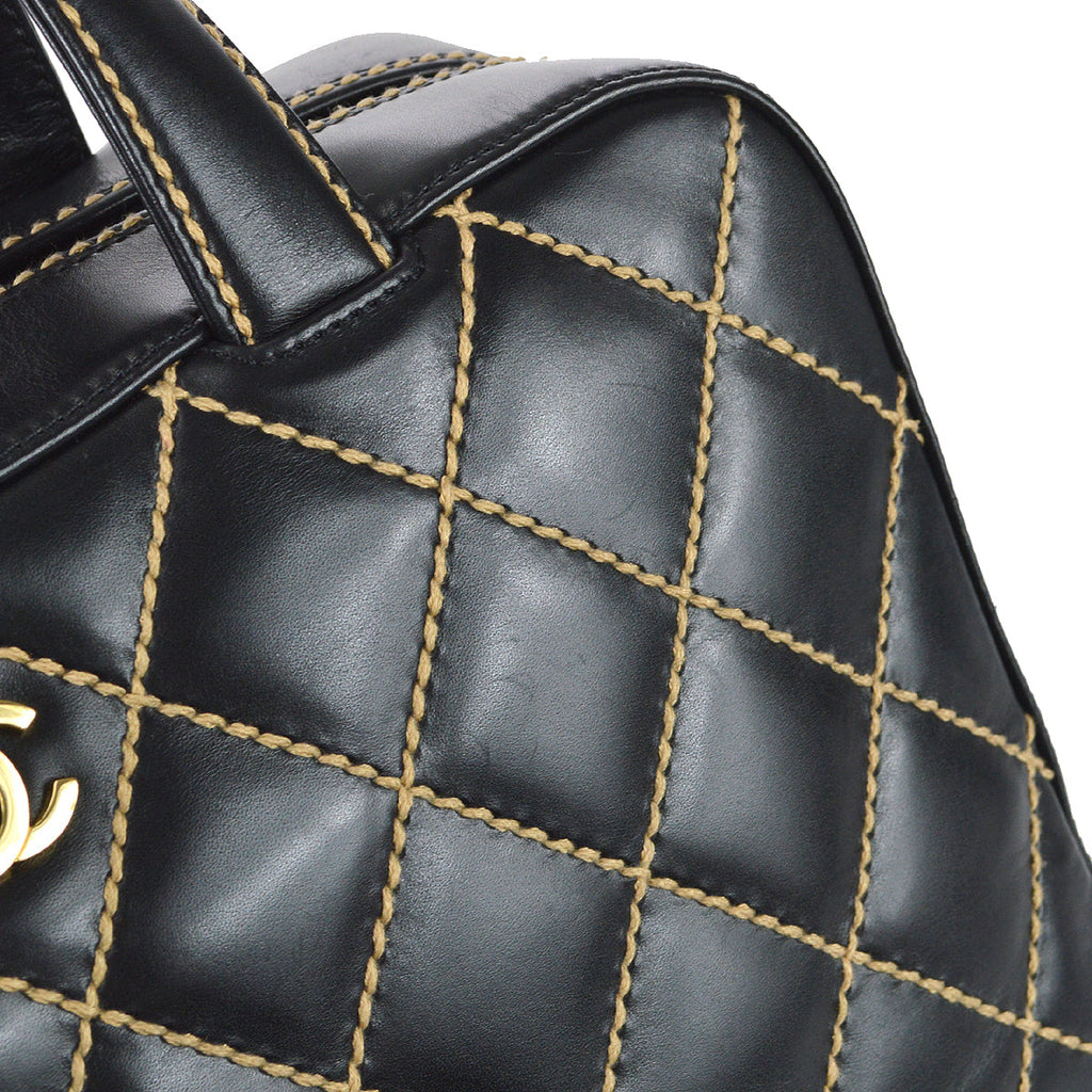 Chanel Wild Stitch Handbag Black Calfskin
