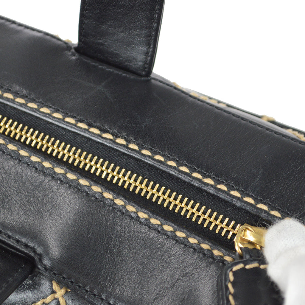 Chanel Wild Stitch Handbag Black Calfskin