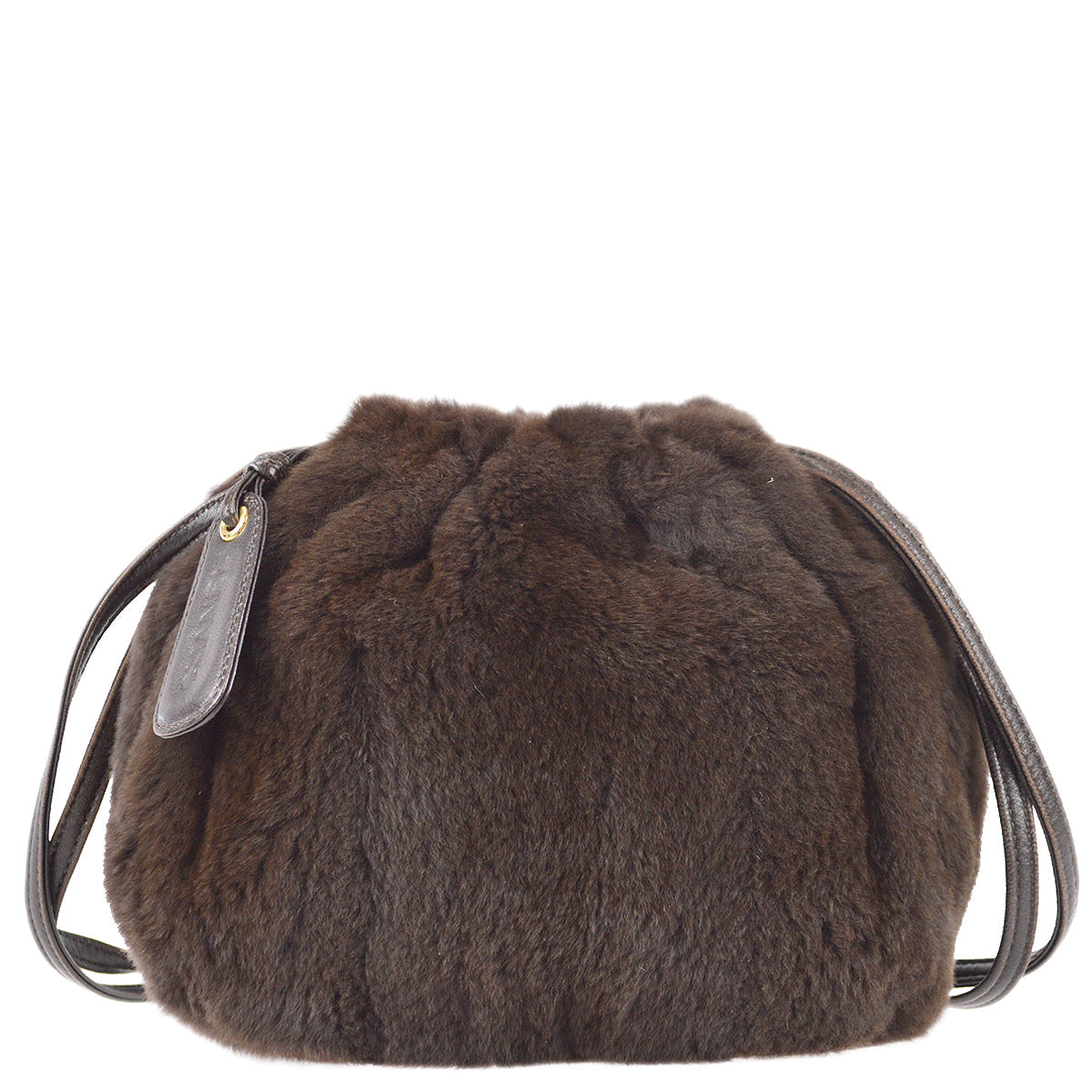 Chanel Fur Bucket Shoulder Bag Brown
